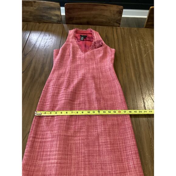 BCBGMaxAzria BCBG sleeveless pink silk tweed flower v neck classic dress 8 - Picture 4 of 7